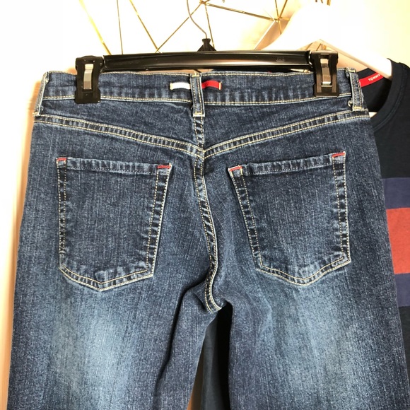 90s TOMMY HILFIGER BOOT CUT JEANS DARK BLUE BLAST - Picture 2 of 8